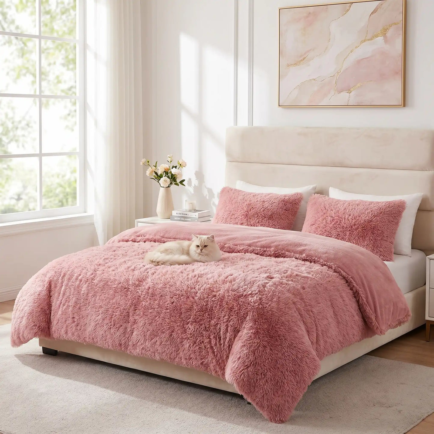 Parure de Lit 200x200 – Housse de Couette Peluche Sherpa Luxueuse