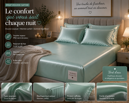 Drap Housse Satiné Ice Silk Effet Soie – 19 Couleurs