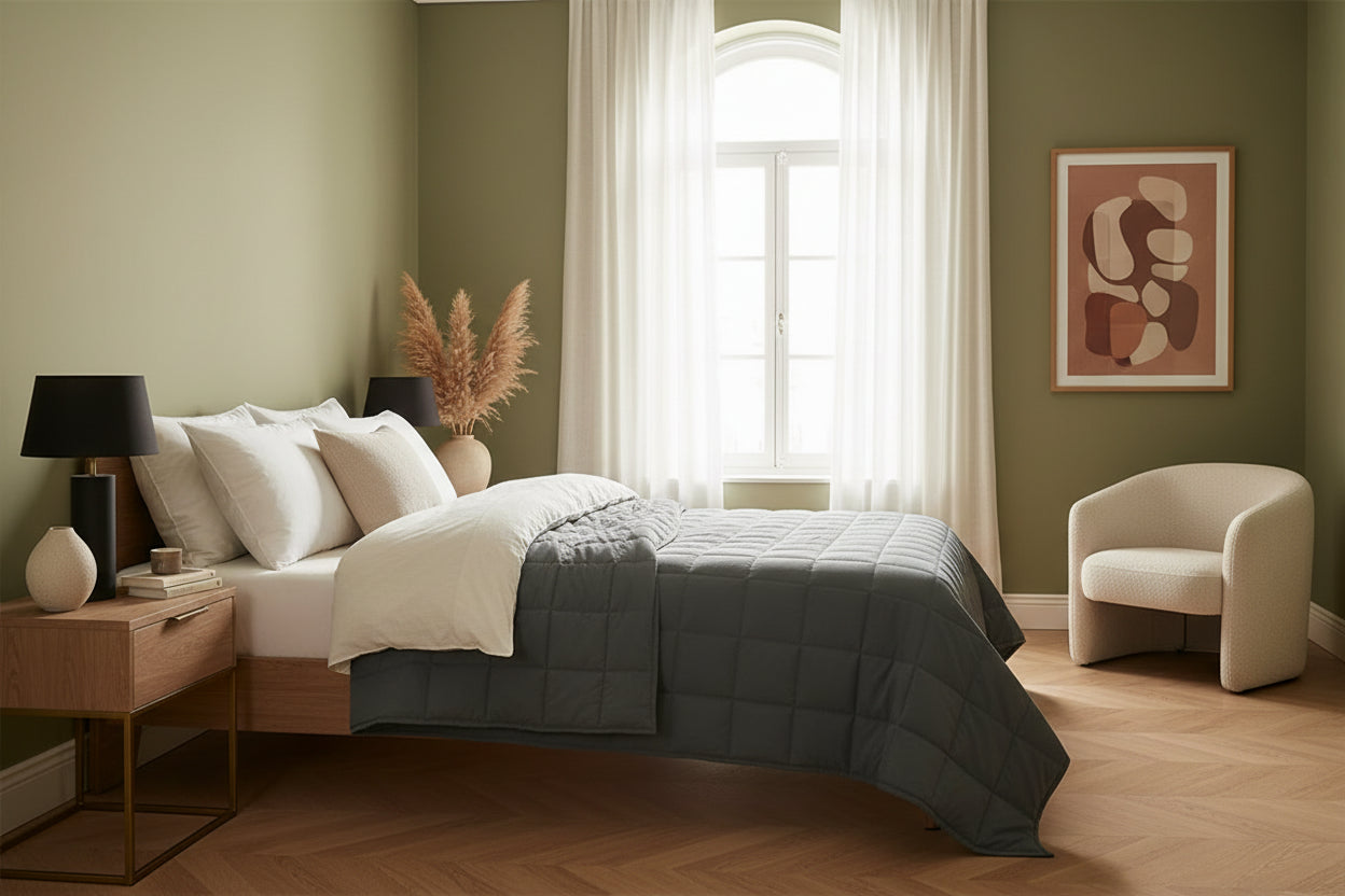 Couverture Lestée en Coton — Décompression & Sommeil Profond