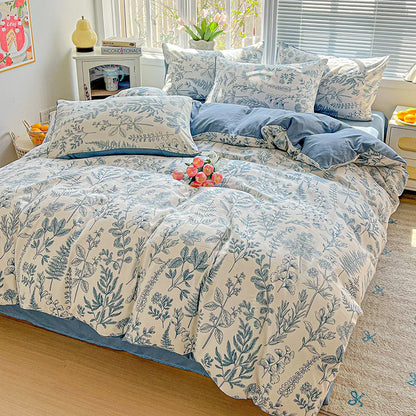 2026 Washed Cotton Double Yarn Single Quilt Cover Simple Wind Ins Wind Small Floral Korean Version Duvet Skin Friendly Bedding