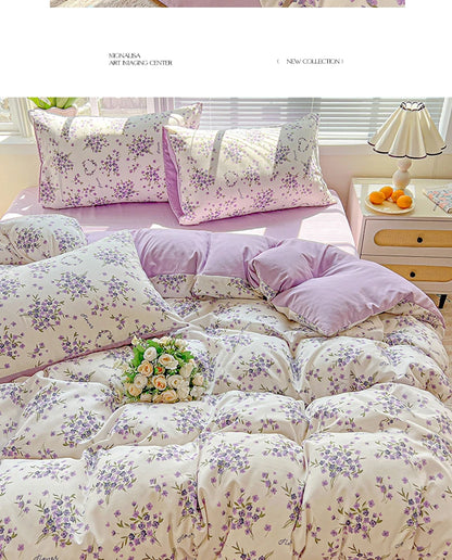 2026 Washed Cotton Double Yarn Single Quilt Cover Simple Wind Ins Wind Small Floral Korean Version Duvet Skin Friendly Bedding
