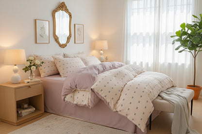2026 Washed Cotton Double Yarn Single Quilt Cover Simple Wind Ins Wind Small Floral Korean Version Duvet Skin Friendly Bedding