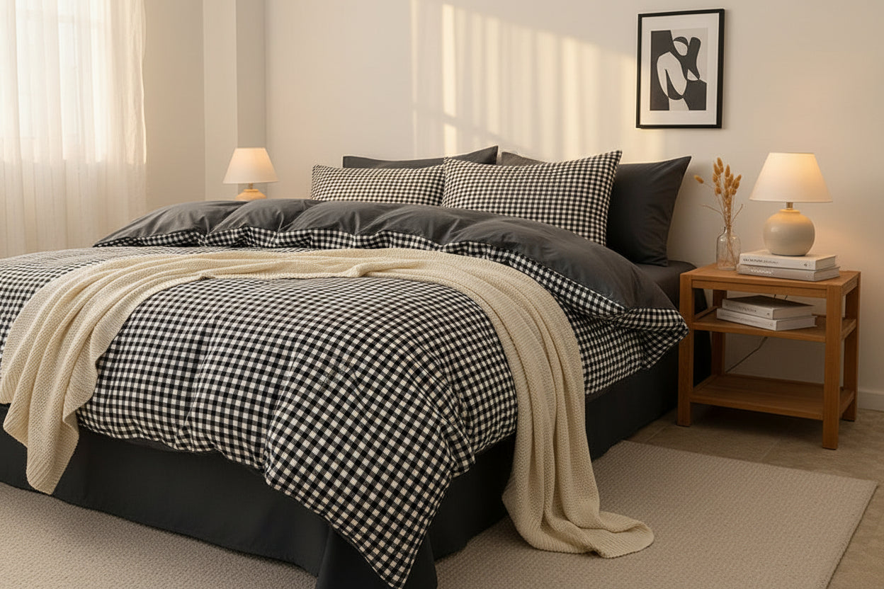 Housse de Couette 3 Pièces avec Taies d'Oreiller