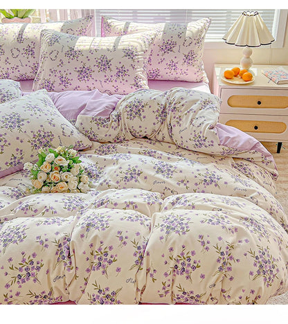 2026 Washed Cotton Double Yarn Single Quilt Cover Simple Wind Ins Wind Small Floral Korean Version Duvet Skin Friendly Bedding