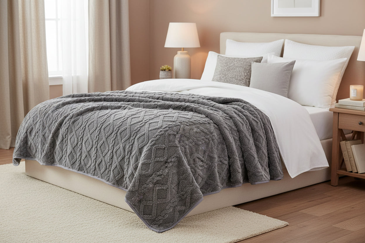 Couverture Lestée SucceBuy 20 lbs — Sherpa Jacquard Ultra-Doux