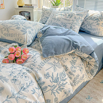 2026 Washed Cotton Double Yarn Single Quilt Cover Simple Wind Ins Wind Small Floral Korean Version Duvet Skin Friendly Bedding
