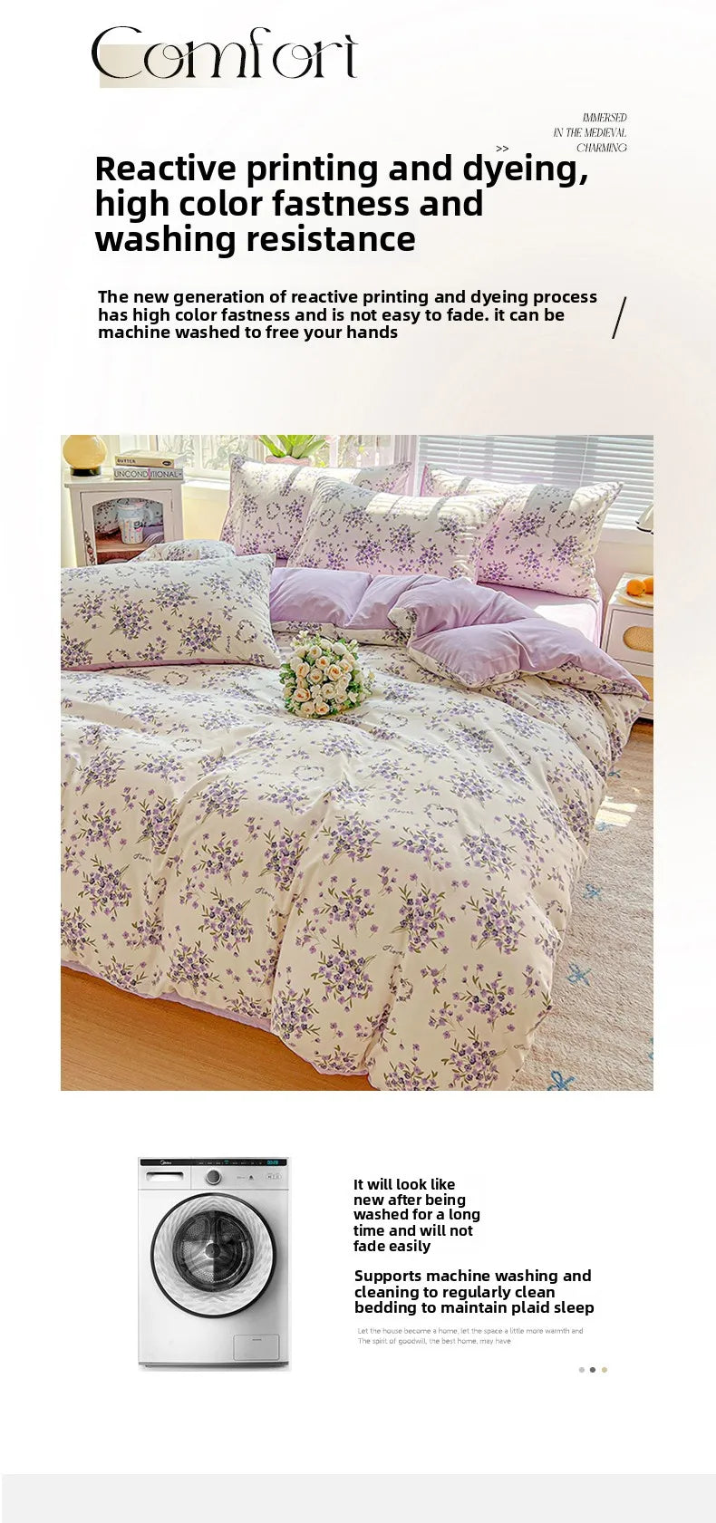 2026 Washed Cotton Double Yarn Single Quilt Cover Simple Wind Ins Wind Small Floral Korean Version Duvet Skin Friendly Bedding