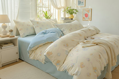2026 Washed Cotton Double Yarn Single Quilt Cover Simple Wind Ins Wind Small Floral Korean Version Duvet Skin Friendly Bedding