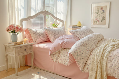 2026 Washed Cotton Double Yarn Single Quilt Cover Simple Wind Ins Wind Small Floral Korean Version Duvet Skin Friendly Bedding