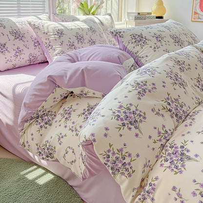 2026 Washed Cotton Double Yarn Single Quilt Cover Simple Wind Ins Wind Small Floral Korean Version Duvet Skin Friendly Bedding