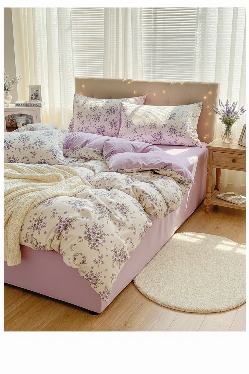 2026 Washed Cotton Double Yarn Single Quilt Cover Simple Wind Ins Wind Small Floral Korean Version Duvet Skin Friendly Bedding
