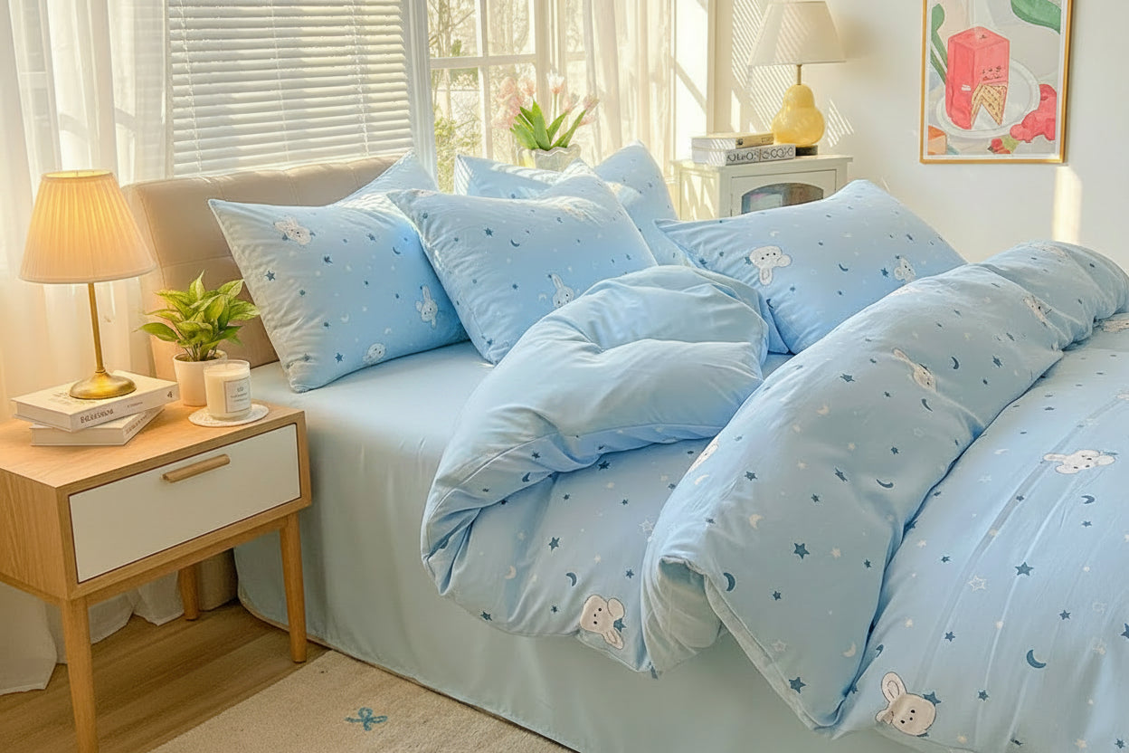 2026 Washed Cotton Double Yarn Single Quilt Cover Simple Wind Ins Wind Small Floral Korean Version Duvet Skin Friendly Bedding