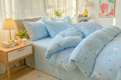 2026 Washed Cotton Double Yarn Single Quilt Cover Simple Wind Ins Wind Small Floral Korean Version Duvet Skin Friendly Bedding