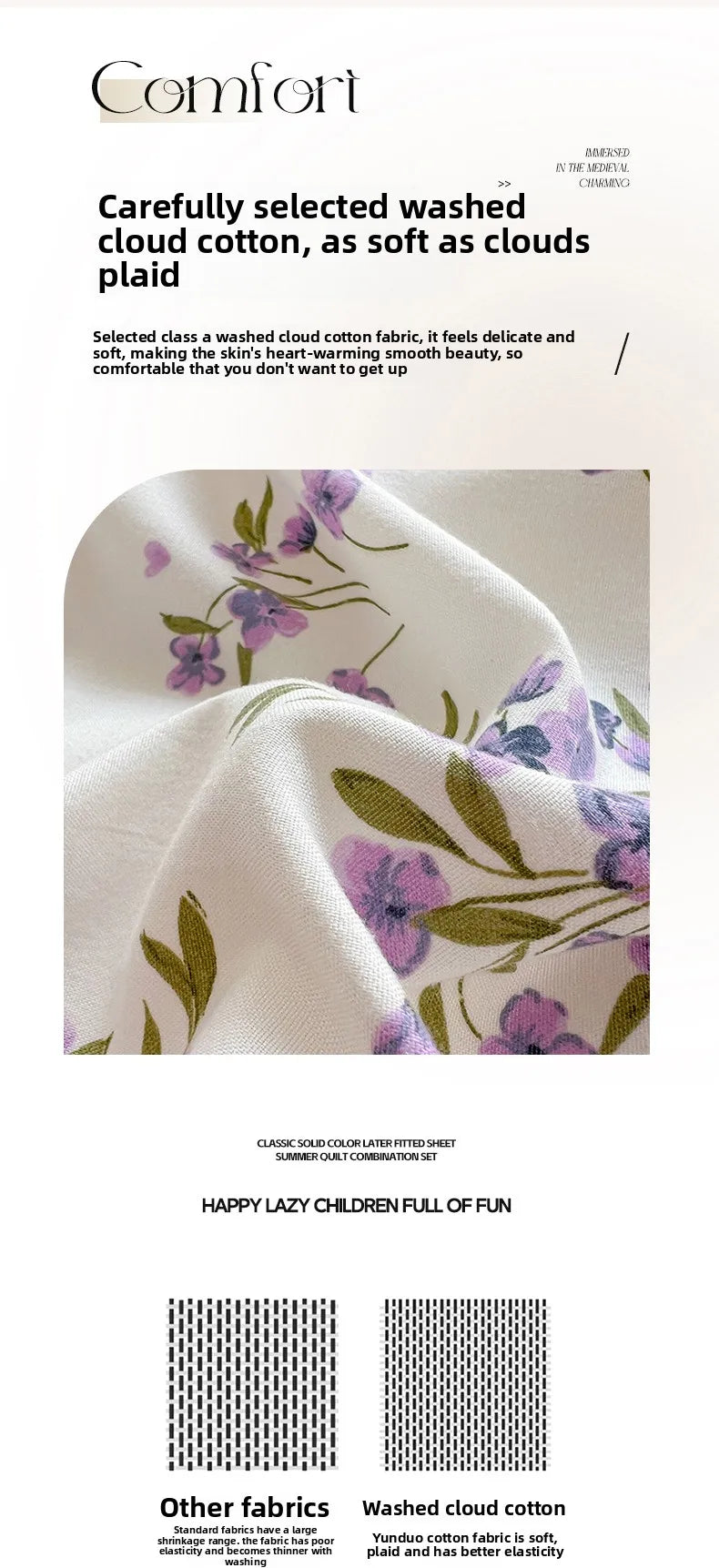 2026 Washed Cotton Double Yarn Single Quilt Cover Simple Wind Ins Wind Small Floral Korean Version Duvet Skin Friendly Bedding