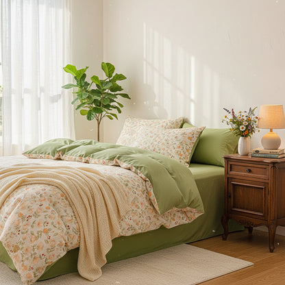 2026 Washed Cotton Double Yarn Single Quilt Cover Simple Wind Ins Wind Small Floral Korean Version Duvet Skin Friendly Bedding