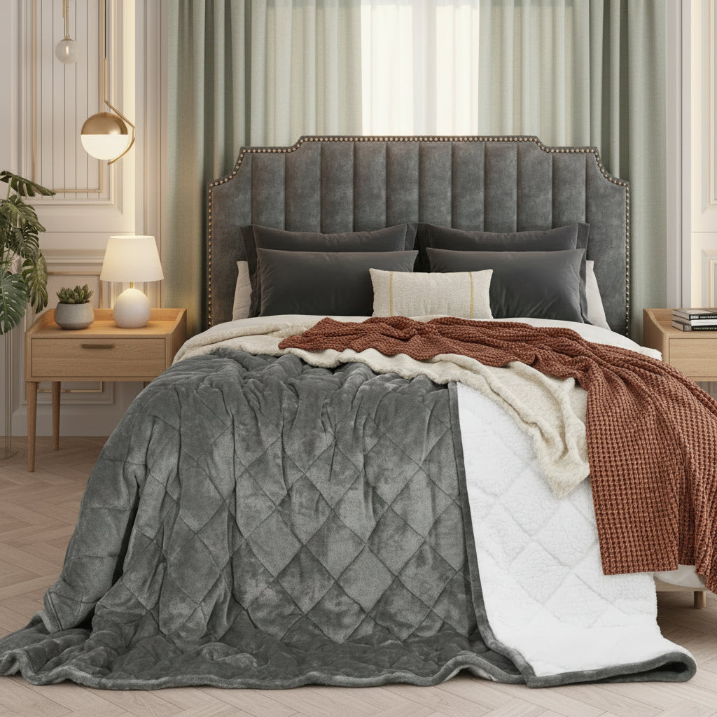 Couverture Lestée WOLTU — Flanelle & Sherpa Double Face 7/9/11 kg