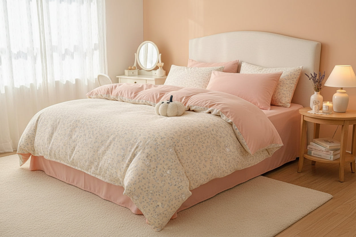 2026 Washed Cotton Double Yarn Single Quilt Cover Simple Wind Ins Wind Small Floral Korean Version Duvet Skin Friendly Bedding