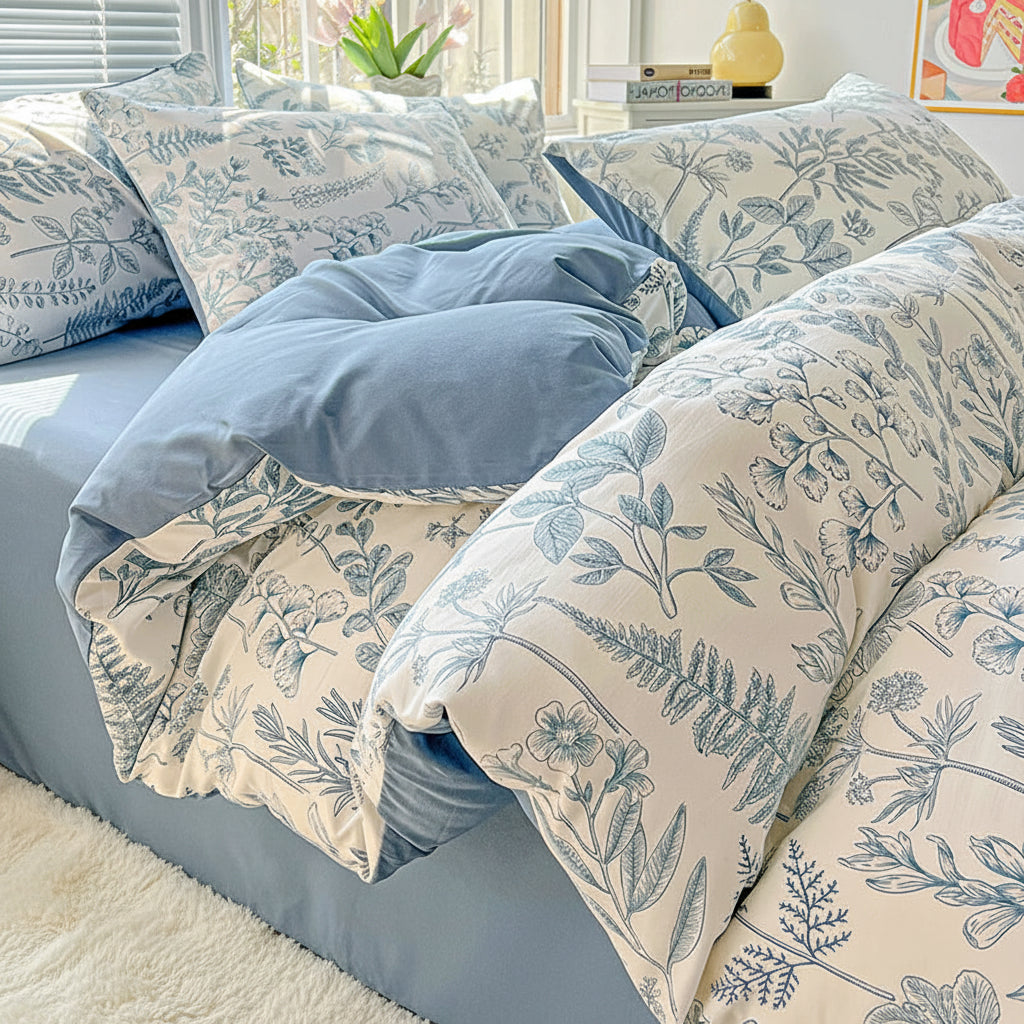 2026 Washed Cotton Double Yarn Single Quilt Cover Simple Wind Ins Wind Small Floral Korean Version Duvet Skin Friendly Bedding