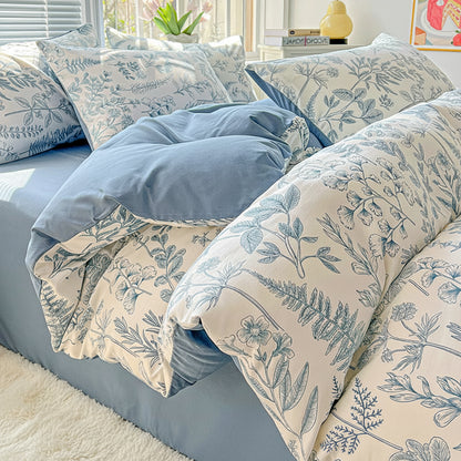2026 Washed Cotton Double Yarn Single Quilt Cover Simple Wind Ins Wind Small Floral Korean Version Duvet Skin Friendly Bedding