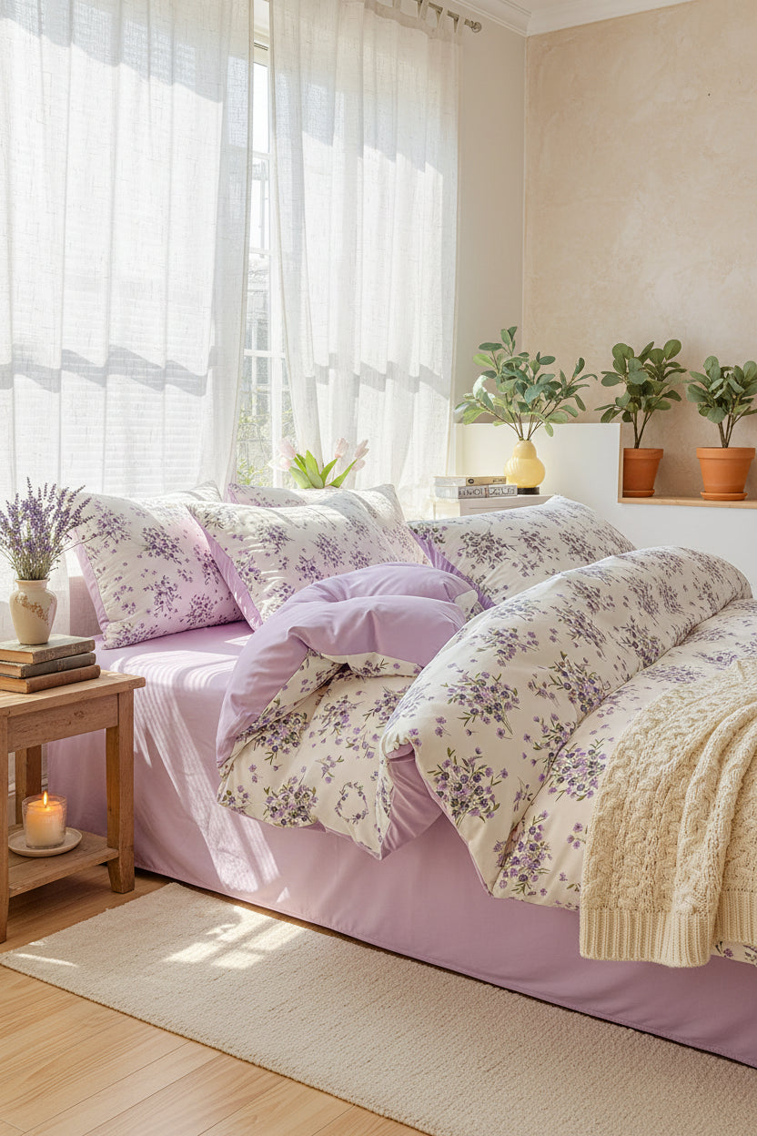 2026 Washed Cotton Double Yarn Single Quilt Cover Simple Wind Ins Wind Small Floral Korean Version Duvet Skin Friendly Bedding