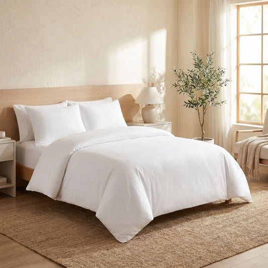 Parure de Lit 200x200 Blanche 3 Pièces – Microfibre Douce Toutes Saisons