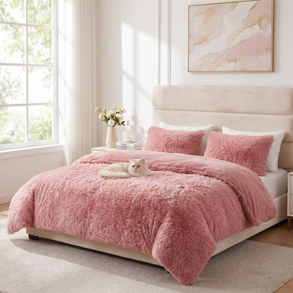 Parure de Lit 200x200 – Housse de Couette Peluche Sherpa Luxueuse