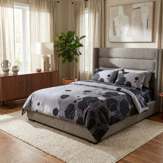 Drap Housse Imprimé Géométrique Hexagones – Multi-Tailles