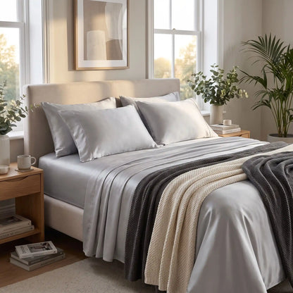 Drap Housse Satiné Ice Silk Effet Soie – 19 Couleurs