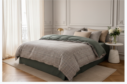 Housse de couette carreaux - décor français haut de gamme