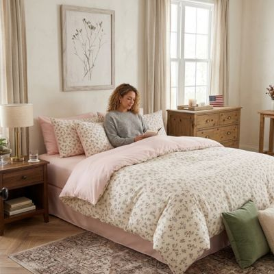 Housse de Couette Florale 3 Pièces – Motif Cœur & Fleurs | 150x200cm