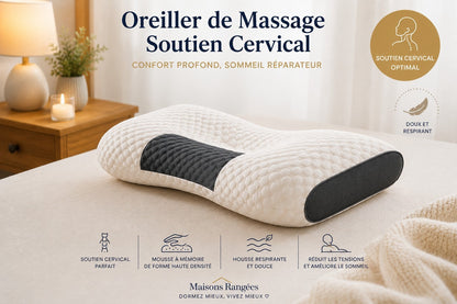 Oreiller cervical ergonomique Maisonsrangées à mémoire de forme avec surface texturée pour massage et soutien optimal